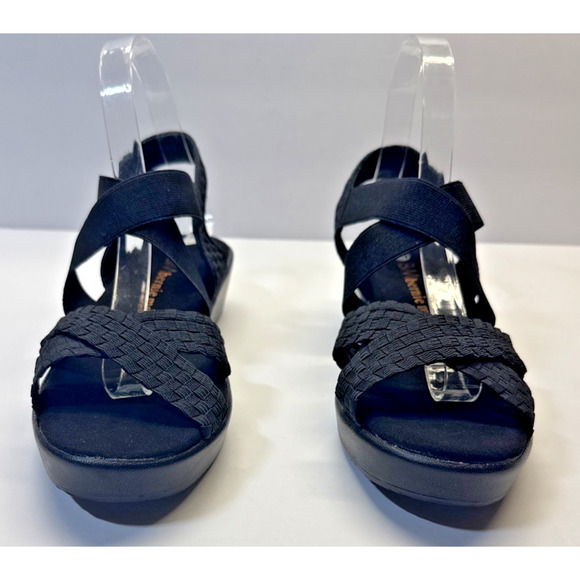 Bernie Mev Lisa Sandal Women’s Size 8 (39) Black Peep Toe Comfort Wedge NWB - Picture 4 of 9